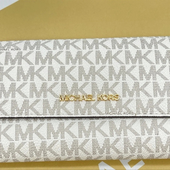 Michael Kors Large Trifold Wallet Leather Vanilla - Picture 2 of 7